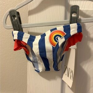 Zara Blue and White Striped Bikini Bottom